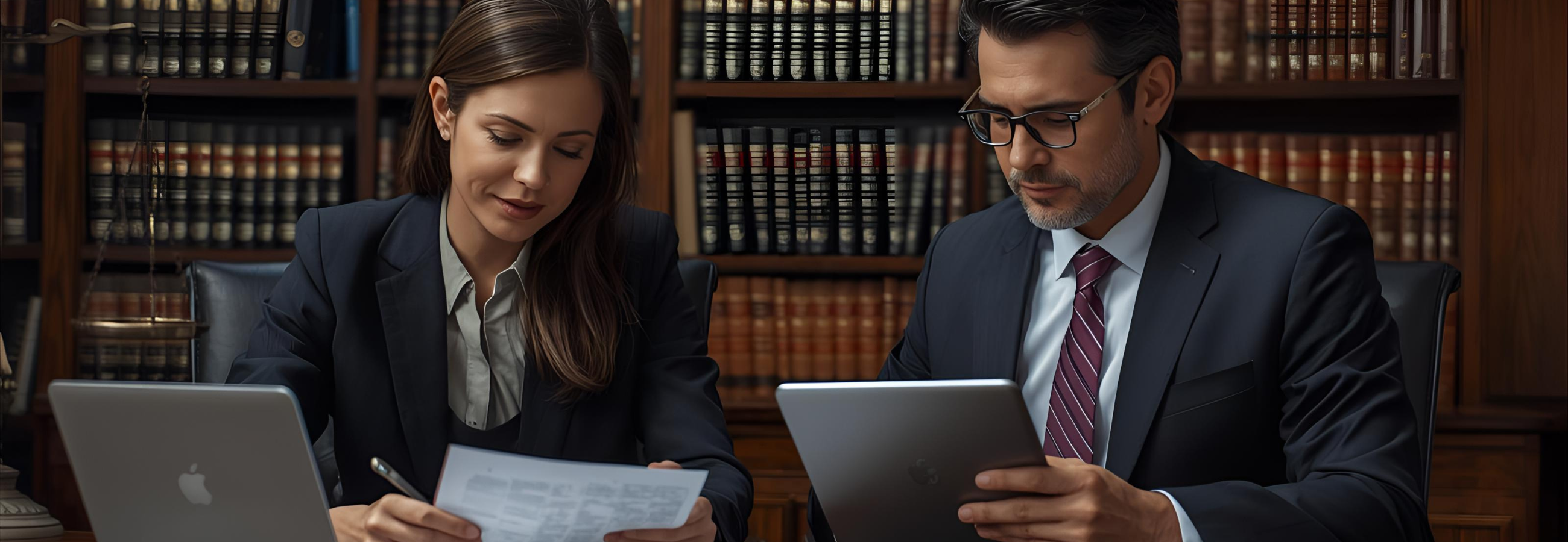 Paralegal-discute-caso-con-abogado