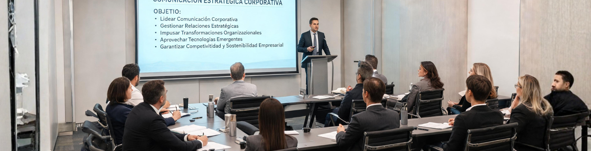 persona dando presentacion de comunicacion estrategica