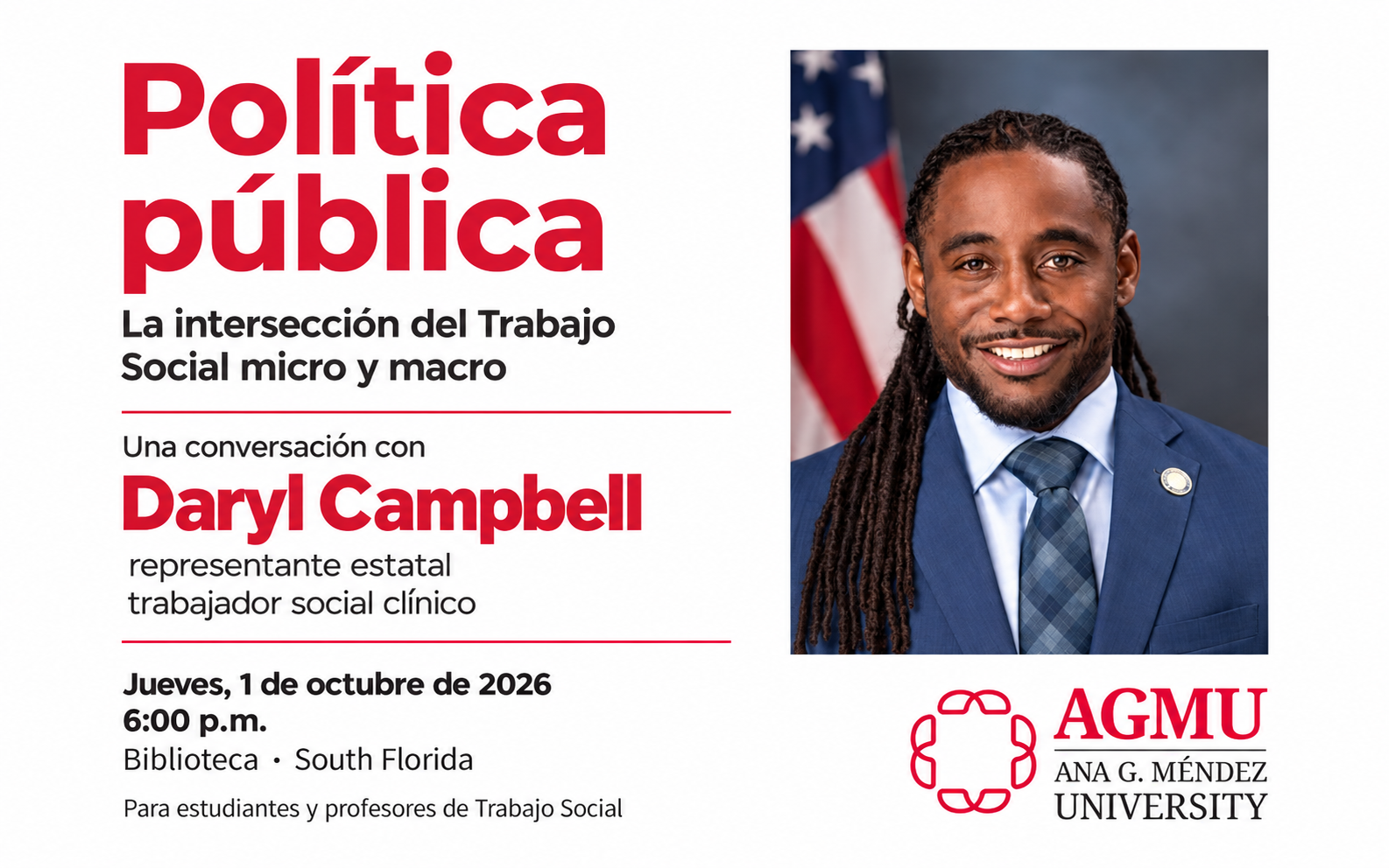 Politica Publica Trabajo social Evento con Daryl Campbell